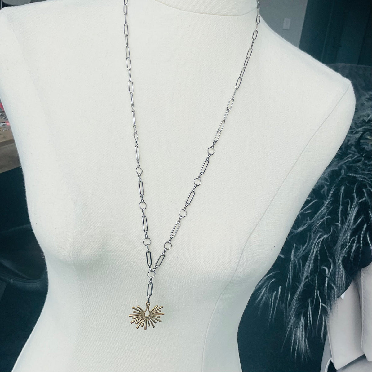 Sunburst long necklace