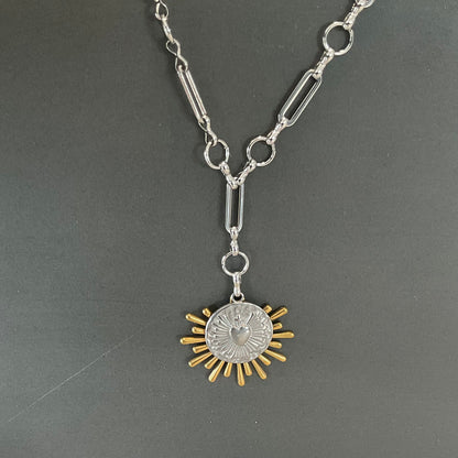 Sunburst Necklace with heart pendant