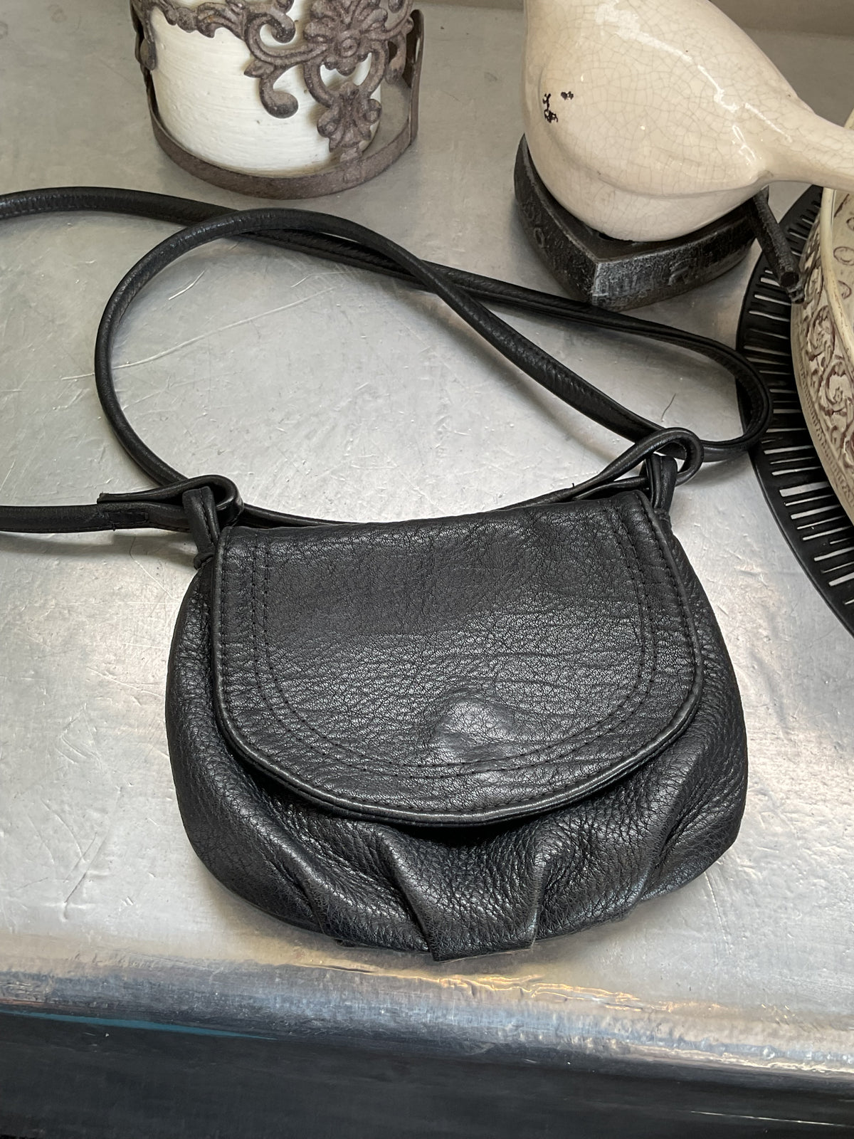 Black leather bag